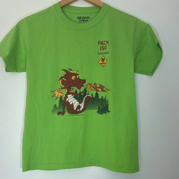 Gildan Green dragon Desing Kids T shirt size M infants Boy Scout shirt - Picture 2 of 8